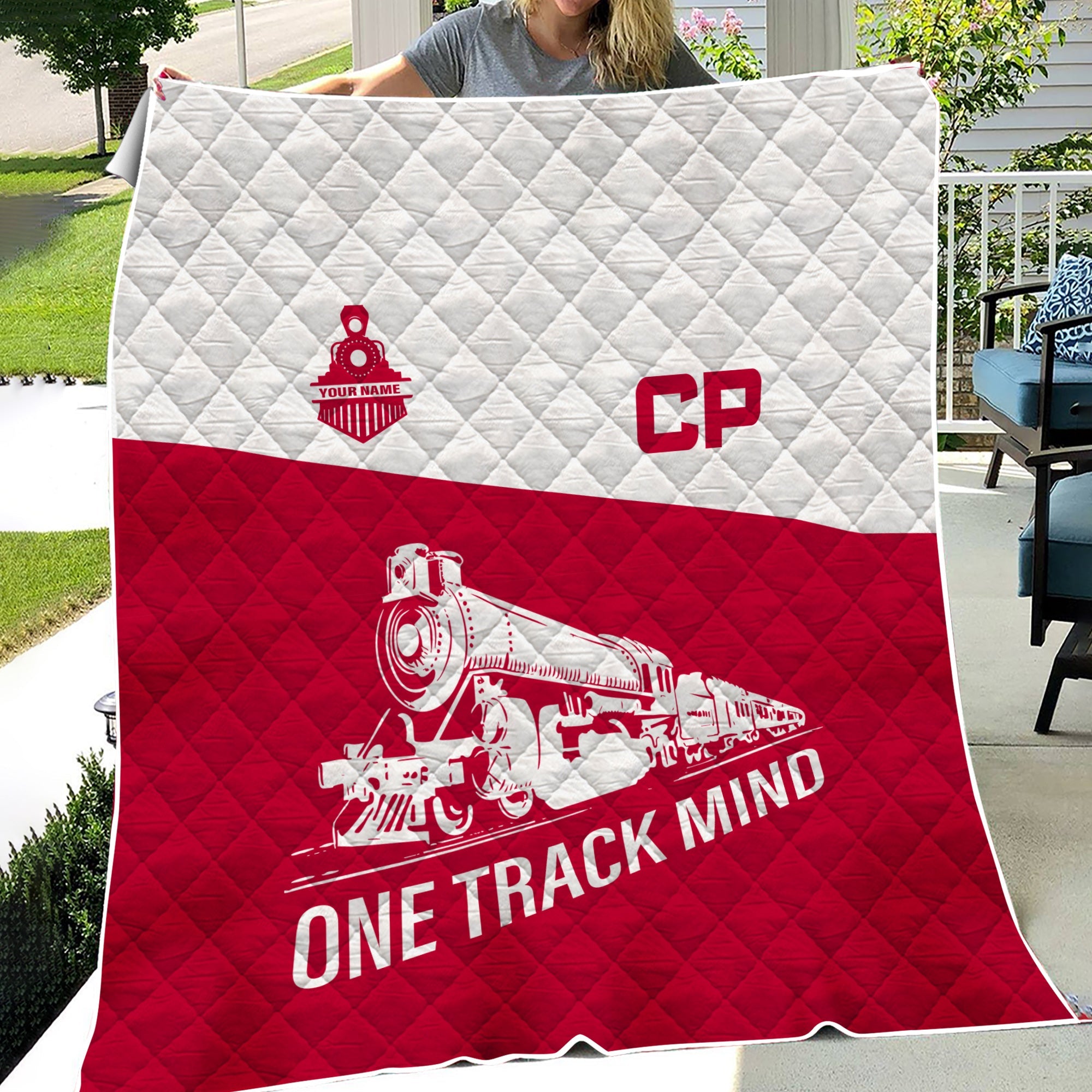 Railspirit Personalized Canadian Pacific Railroad Premium Quilt One Track Mind Train Premium Quilt Gift Idea For Train Lover