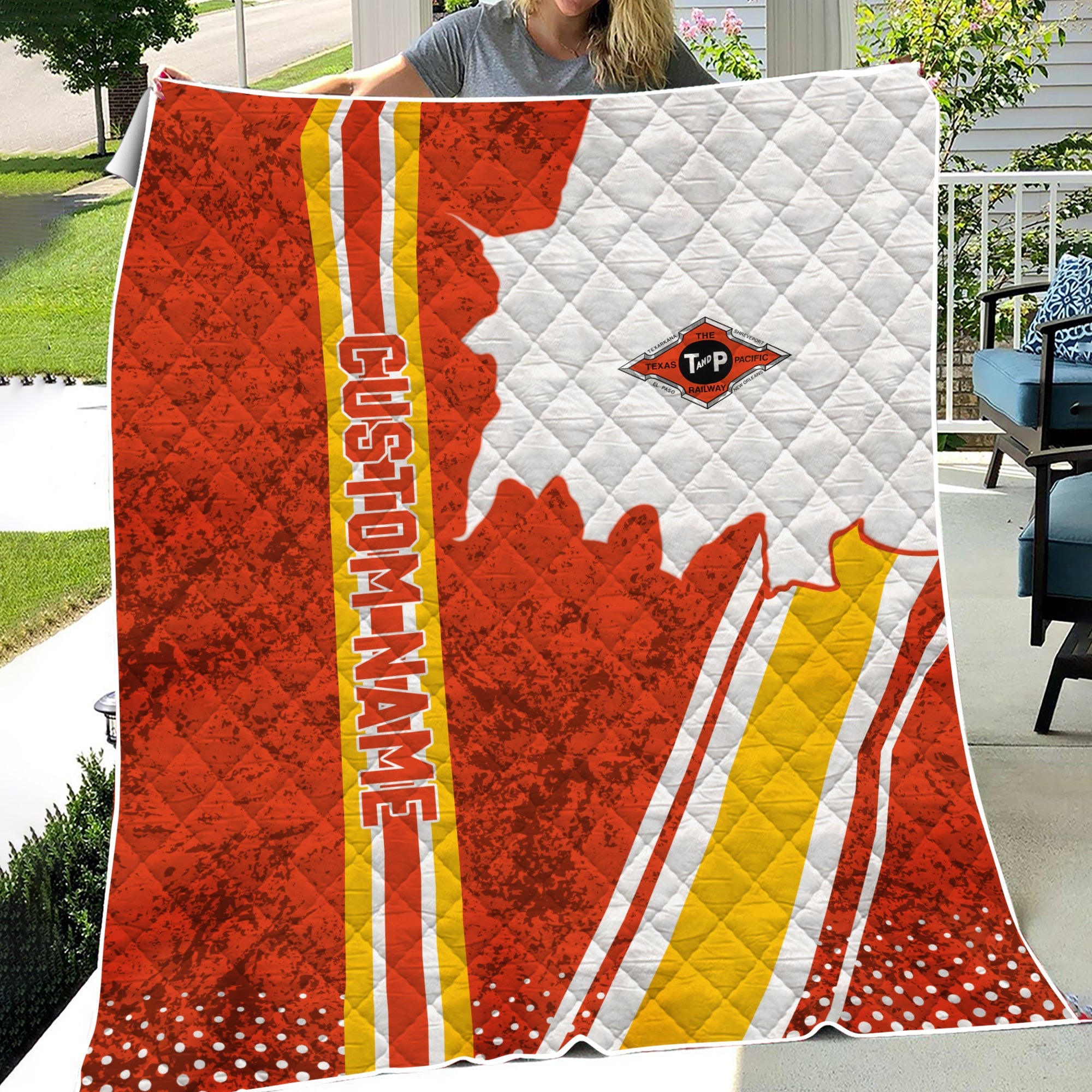 Railspirit Personalized Texas and Pacific Railway Premium Quilts Vintage All Over Printed Premium Quilts