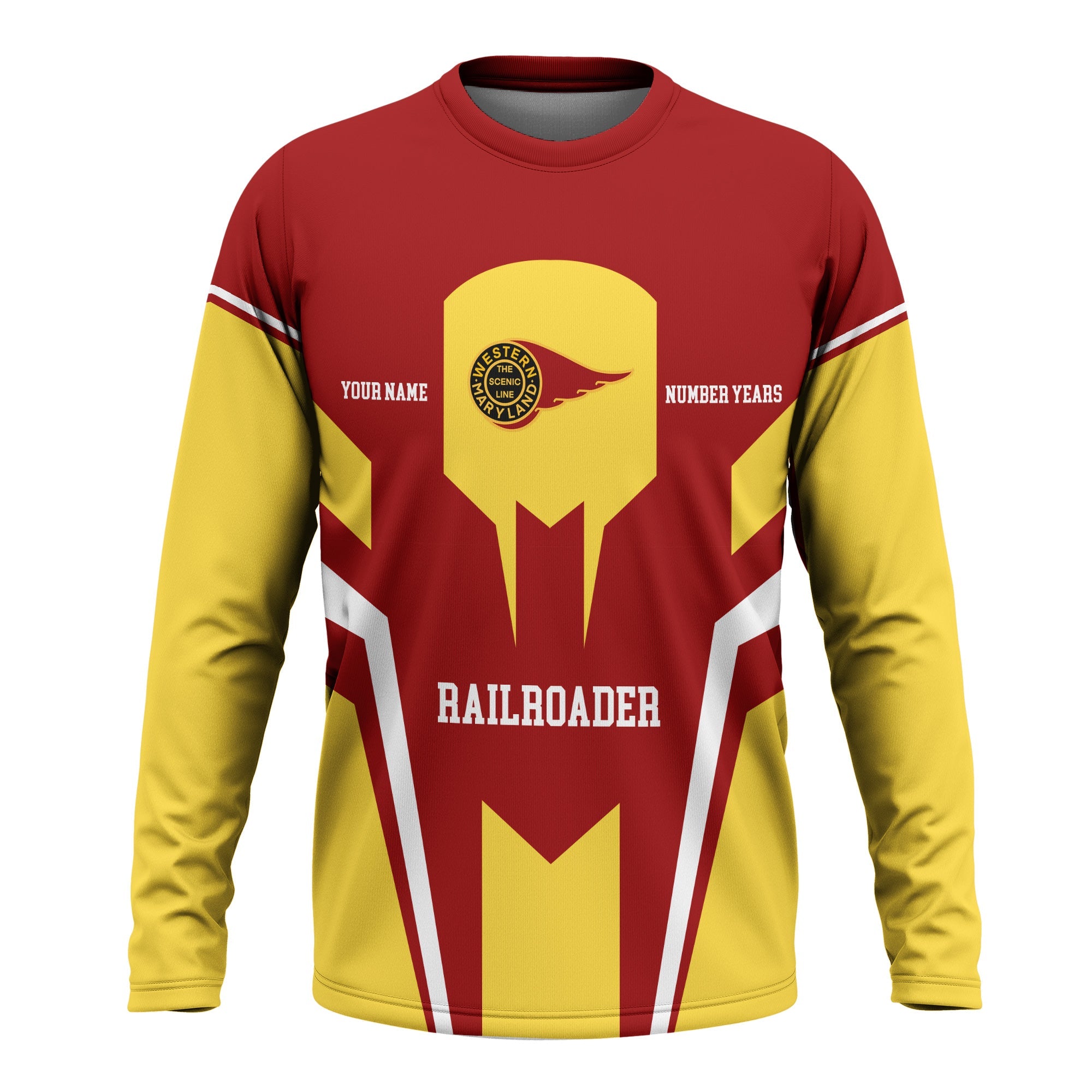 Railspirit Personalized Western Maryland Railway Long Sleeve Shirt Custom Year Railroader Shirt Gift Idea For Train Lover