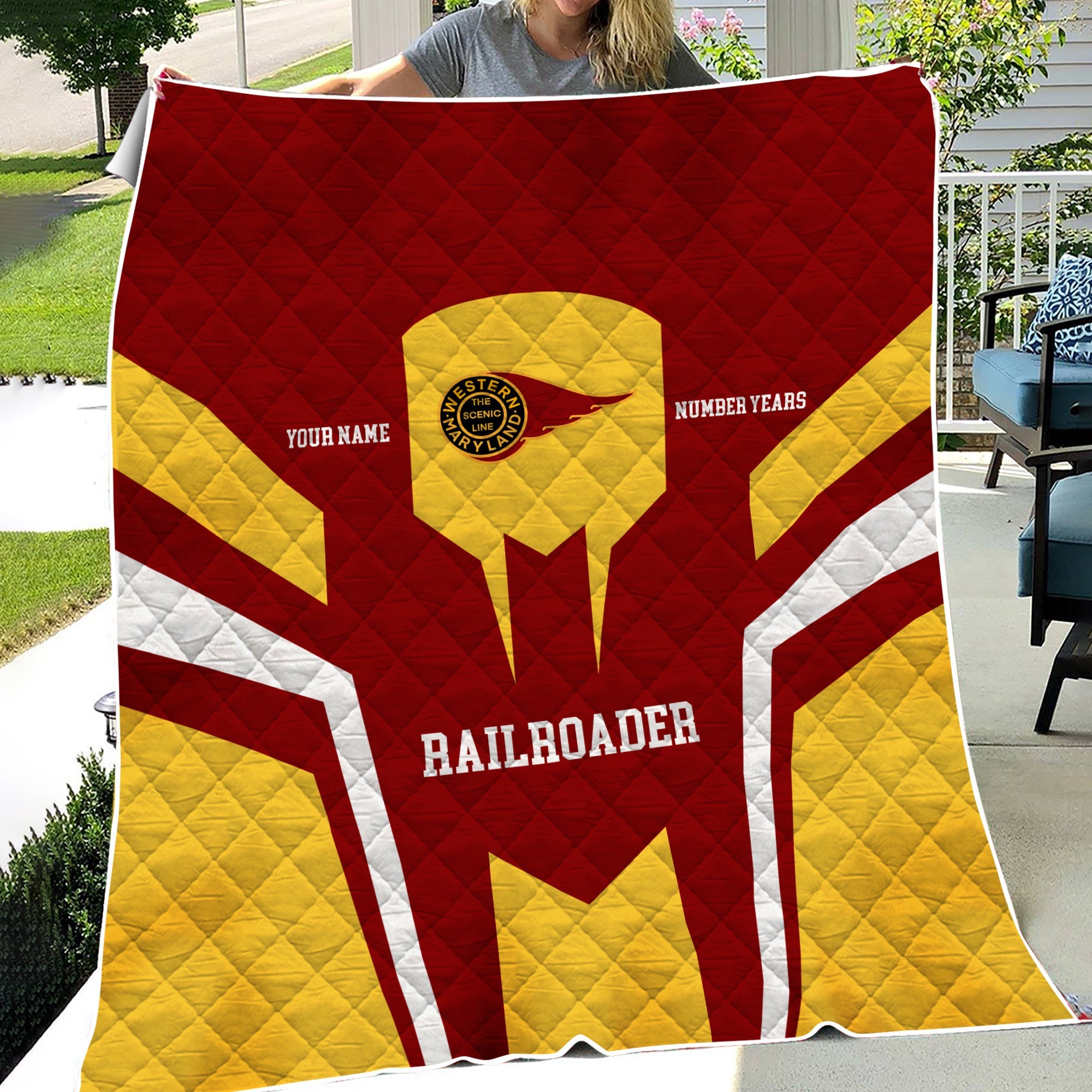 Railspirit Personalized Western Maryland Railway Premium Quilts Custom Year Railroader Gift Idea For Train Lover