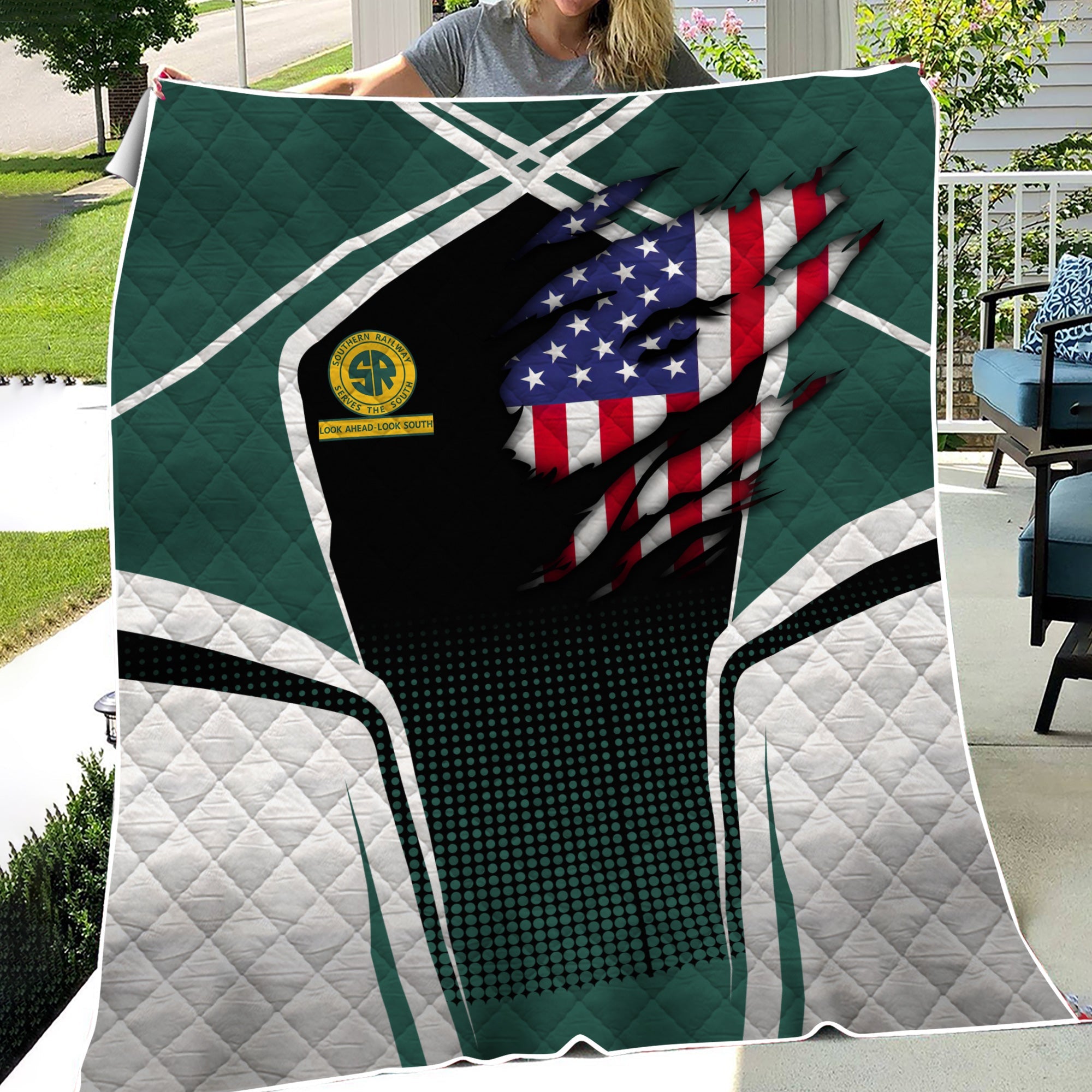 Railspirit Personalized Southern Railway U.S Premium Quilts American Vintage SOU All Over Printed Premium Quilts