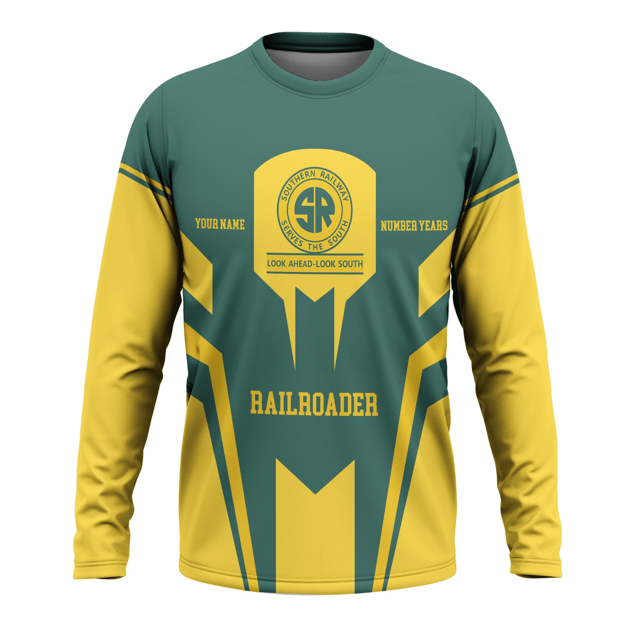 Railspirit Personalized Southern Railway U.S Long Sleeve Shirt Custom Year Railroader SOU Shirt Gift Idea For Train Lover