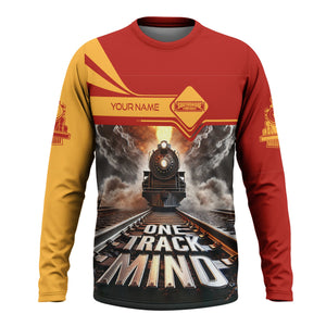 Railspirit Personalized Chicago South Shore and South Bend Railroad Long Sleeve Shirt One Track Mind Train Printed Shirt