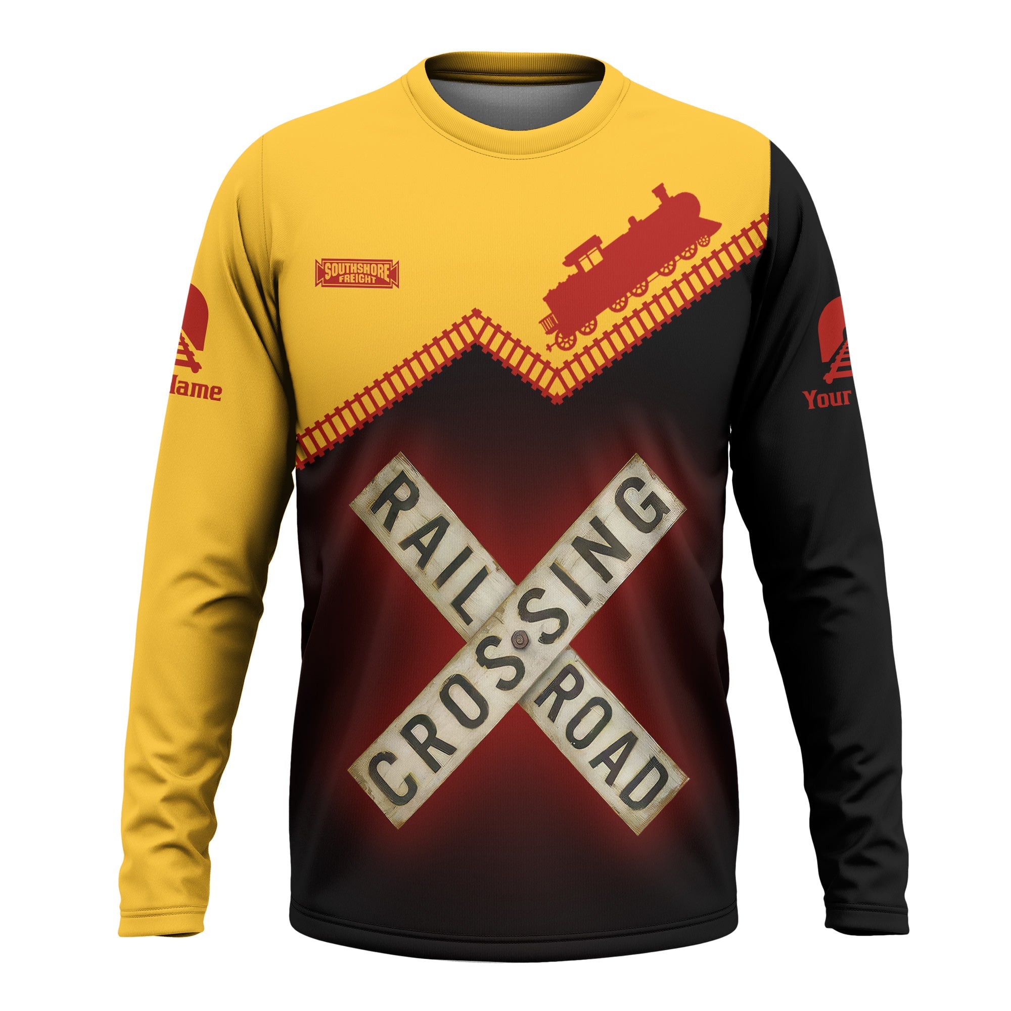 Railspirit Personalized Chicago South Shore and South Bend Railroad Long Sleeve Shirt Railroad Crossing Printed Train Track Shirt