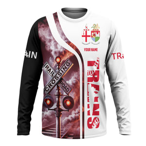 Railspirit Custom Name Great Western Railway Long Sleeve Shirt Railroad Crossing Sign Printed Train Shirt