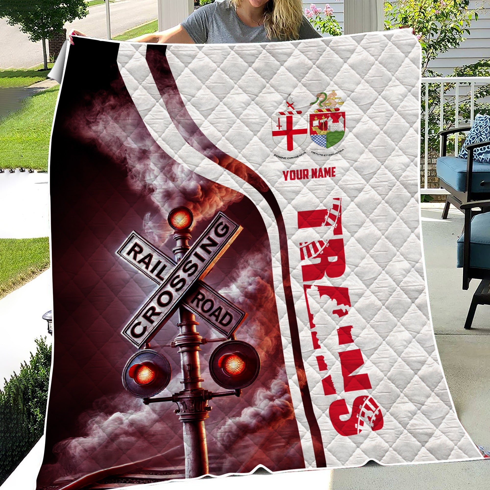 Railspirit Personalized Great Western Railway Premium Quilts Railroad Crossing Sign Quilts All Over Print