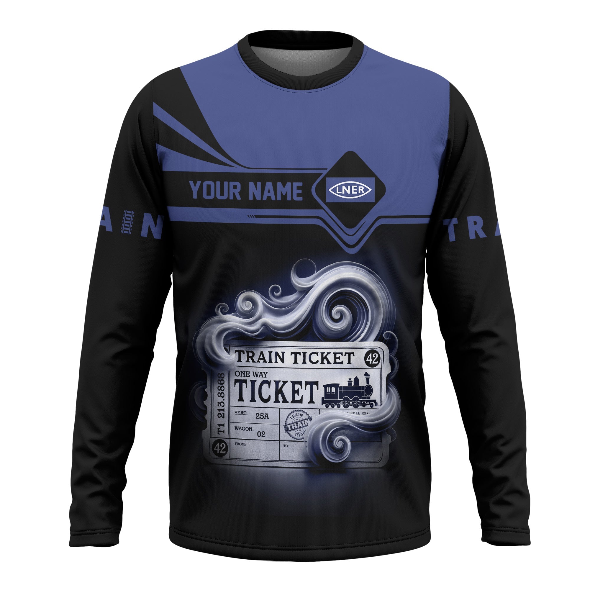 Railspirit Custom Name London and North Eastern Railway Long Sleeve Shirt Train Ticket Printed Shirt