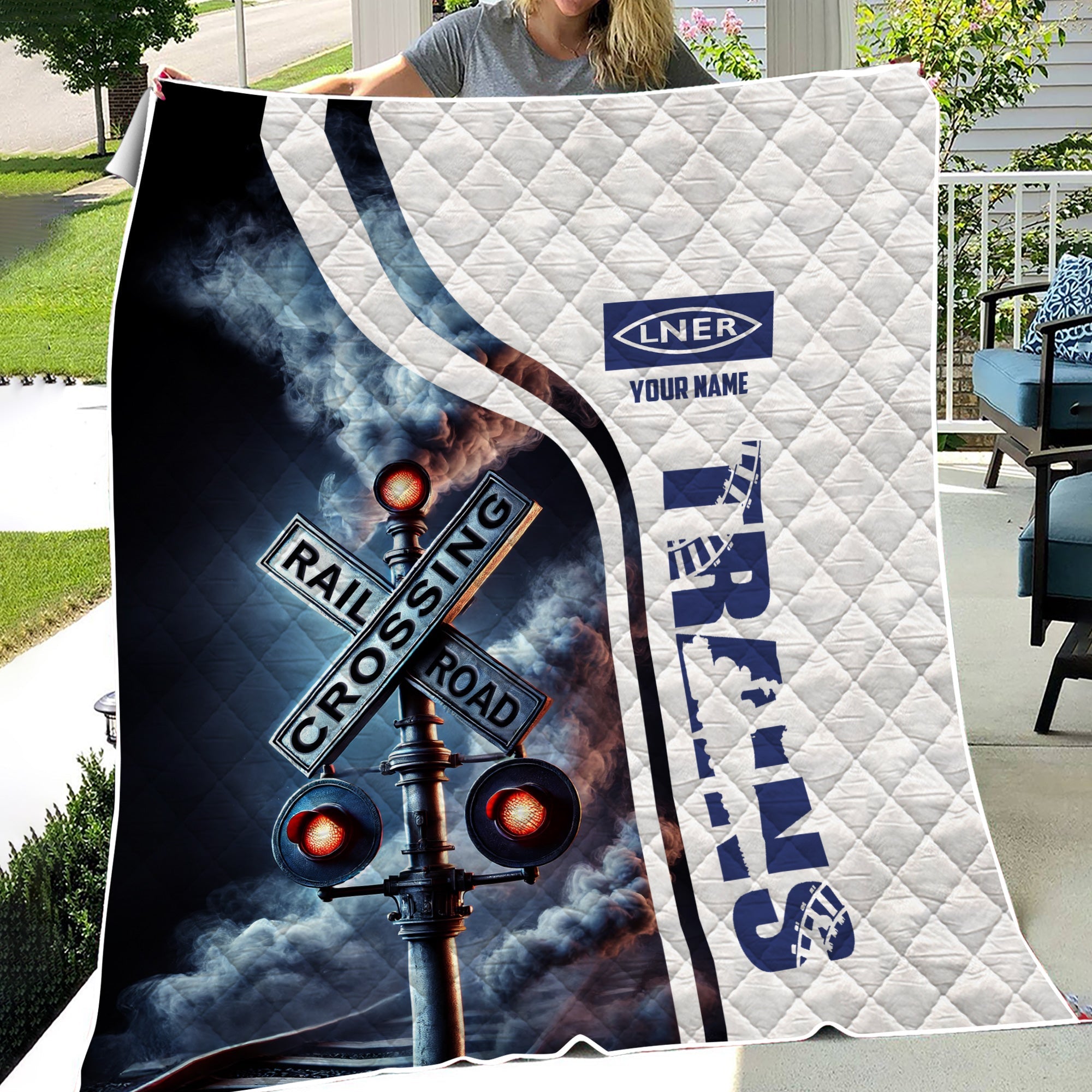 Railspirit Personalized London and North Eastern Railway Premium Quilts Railroad Crossing Sign Quilts All Over Print