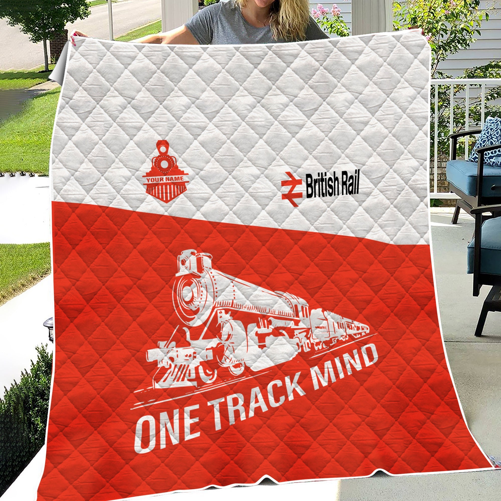 Railspirit Personalized British Railway Premium Quilt One Track Mind Train Premium Quilt Gift Idea For Train Lover