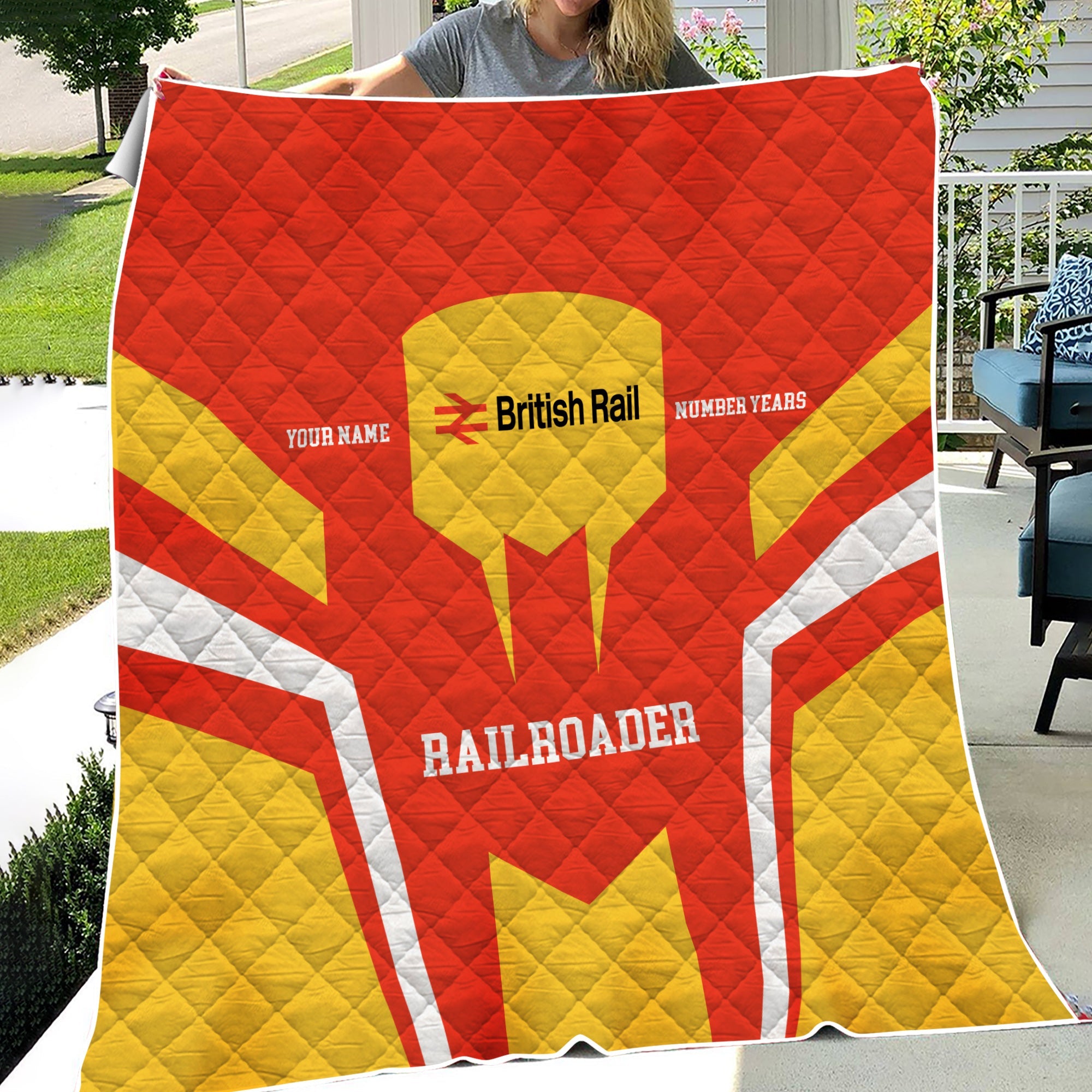 Railspirit Personalized British Railway Premium Quilts Custom Year Railroader Gift Idea For Train Lover