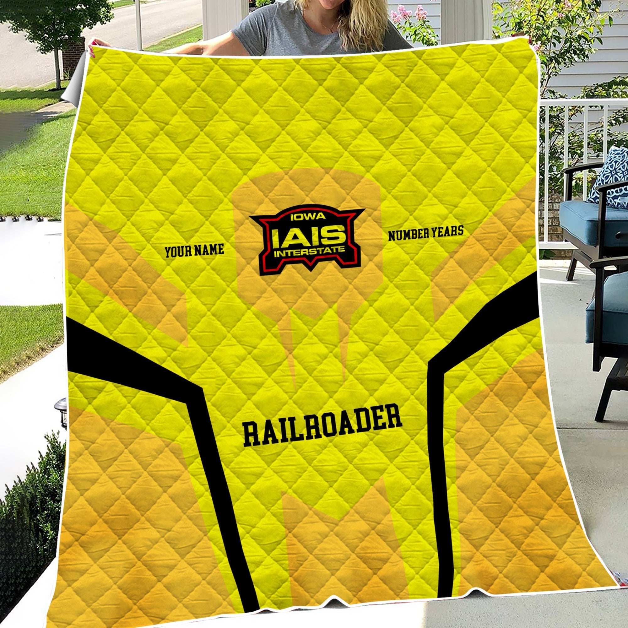 Railspirit Personalized Iowa Interstate Railroad Premium Quilts Custom Year Railroader IAIS Gift Idea For Train Lover