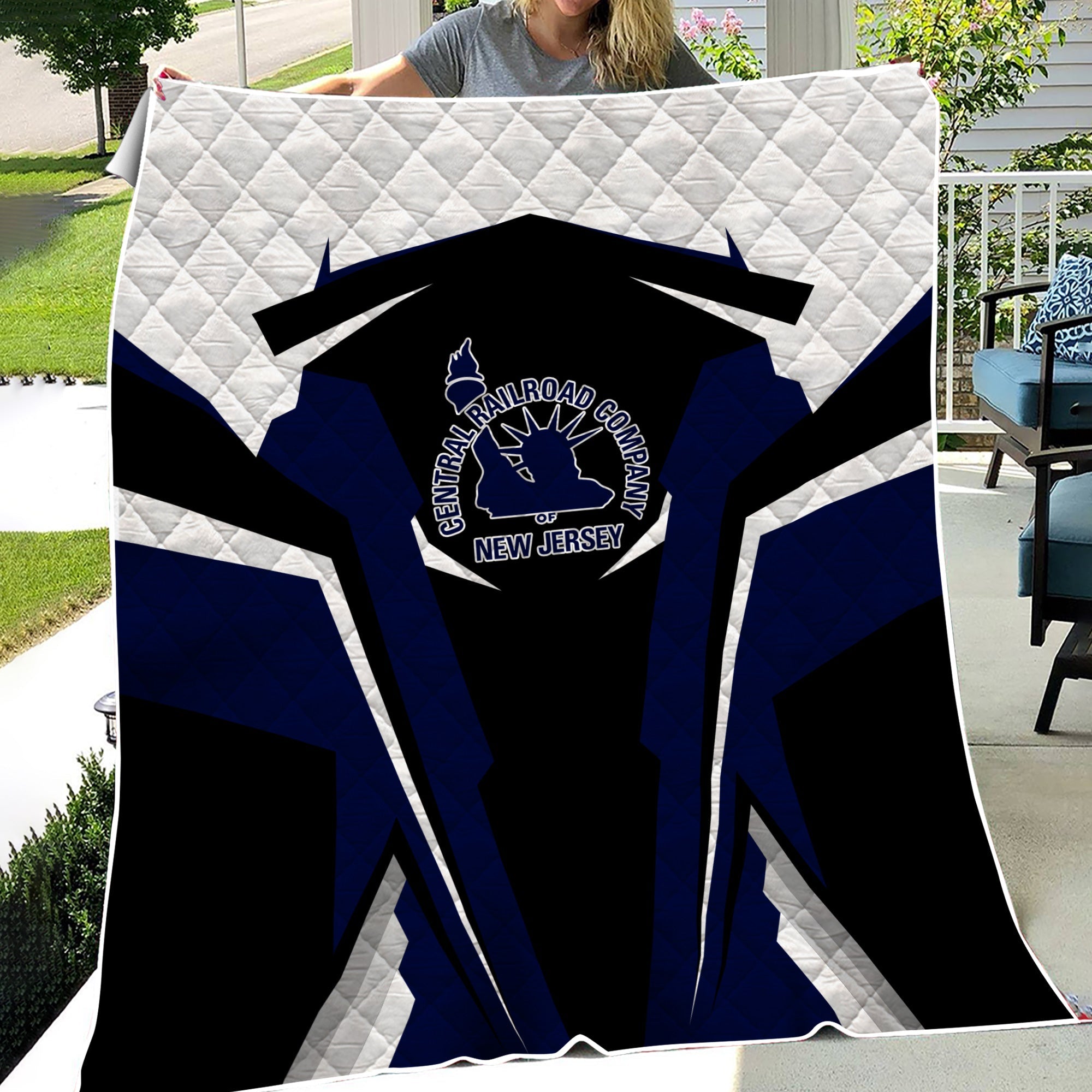 Railspirit Personalized Jersey Central Railroad Premium Quilts Strong Line Train Premium Quilts Gift Idea For Train Lover