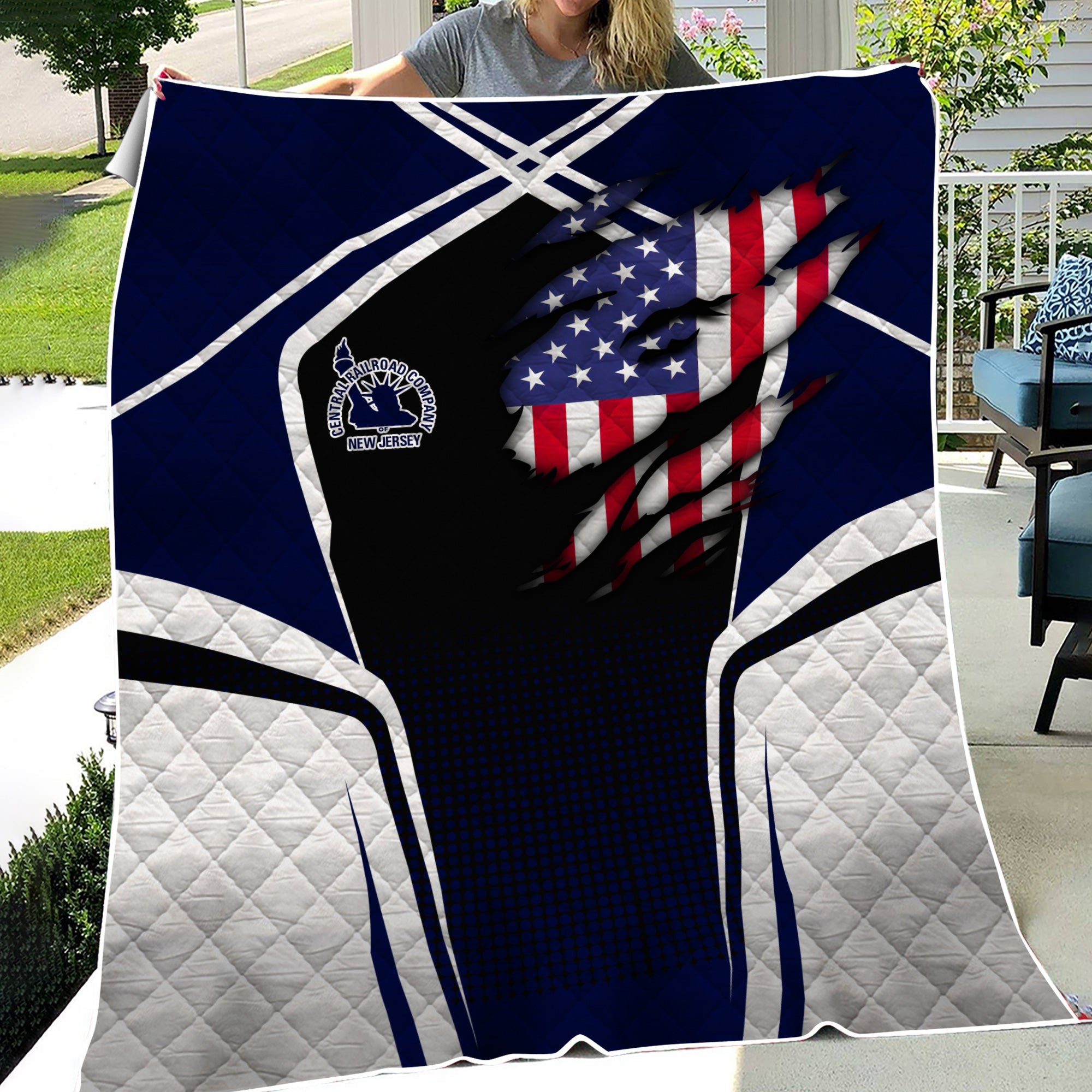 Railspirit Personalized CNJ Jersey Central Railroad Premium Quilts American Vintage All Over Printed Premium Quilts