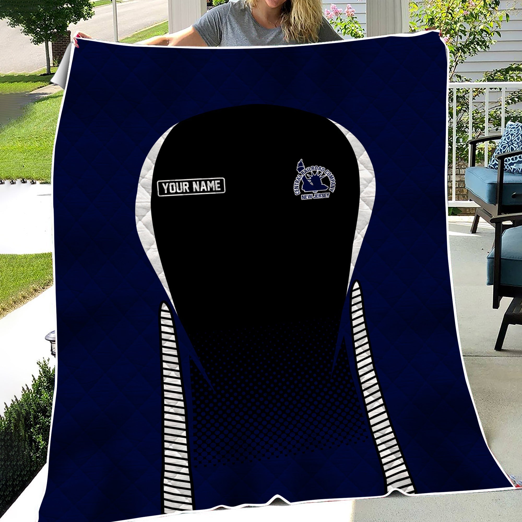 Railspirit Personalized CNJ Jersey Central Railroad Premium Quilts Train Premium Quilts Gift Idea For Train Lover