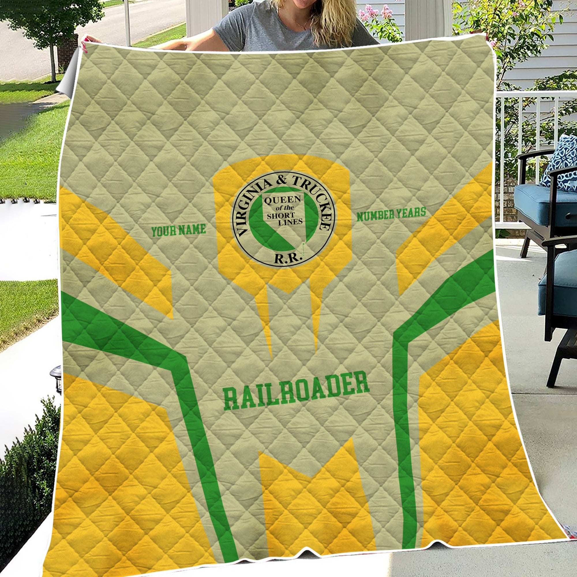 Railspirit Personalized Virginia & Truckee Railroad Premium Quilts Custom Year Railroader Gift Idea For Train Lover