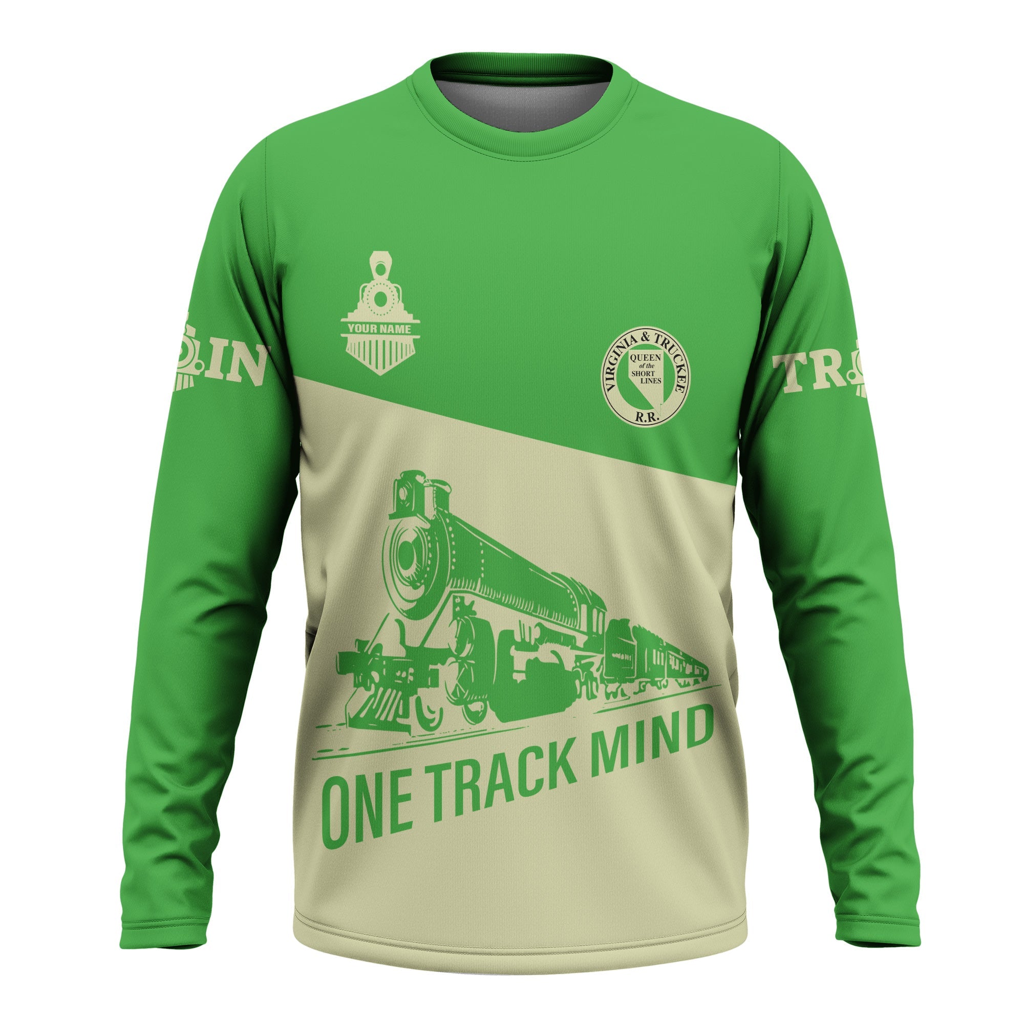 Railspirit Custom Name Virginia & Truckee Railroad Long Sleeve Shirt One Track Mind Printed Shirt