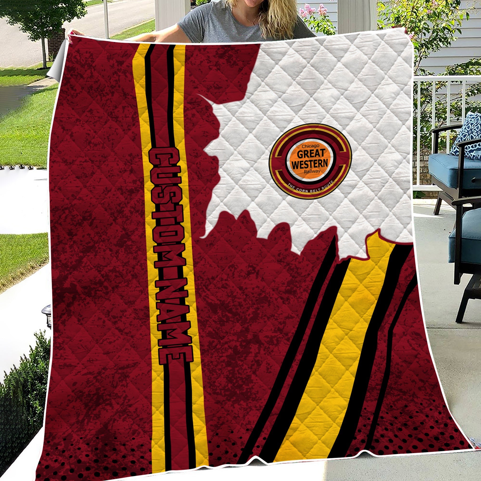 Railspirit Personalized Chicago Great Western Railroad Premium Quilts Vintage All Over Printed Premium Quilts