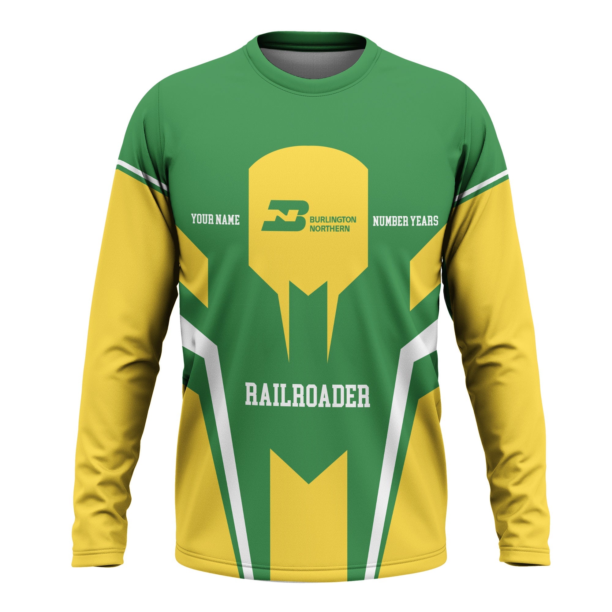 Railspirit Personalized Burlington Northern Railroad Long Sleeve Shirt Custom Year Railroader Shirt Gift Idea For Train Lover