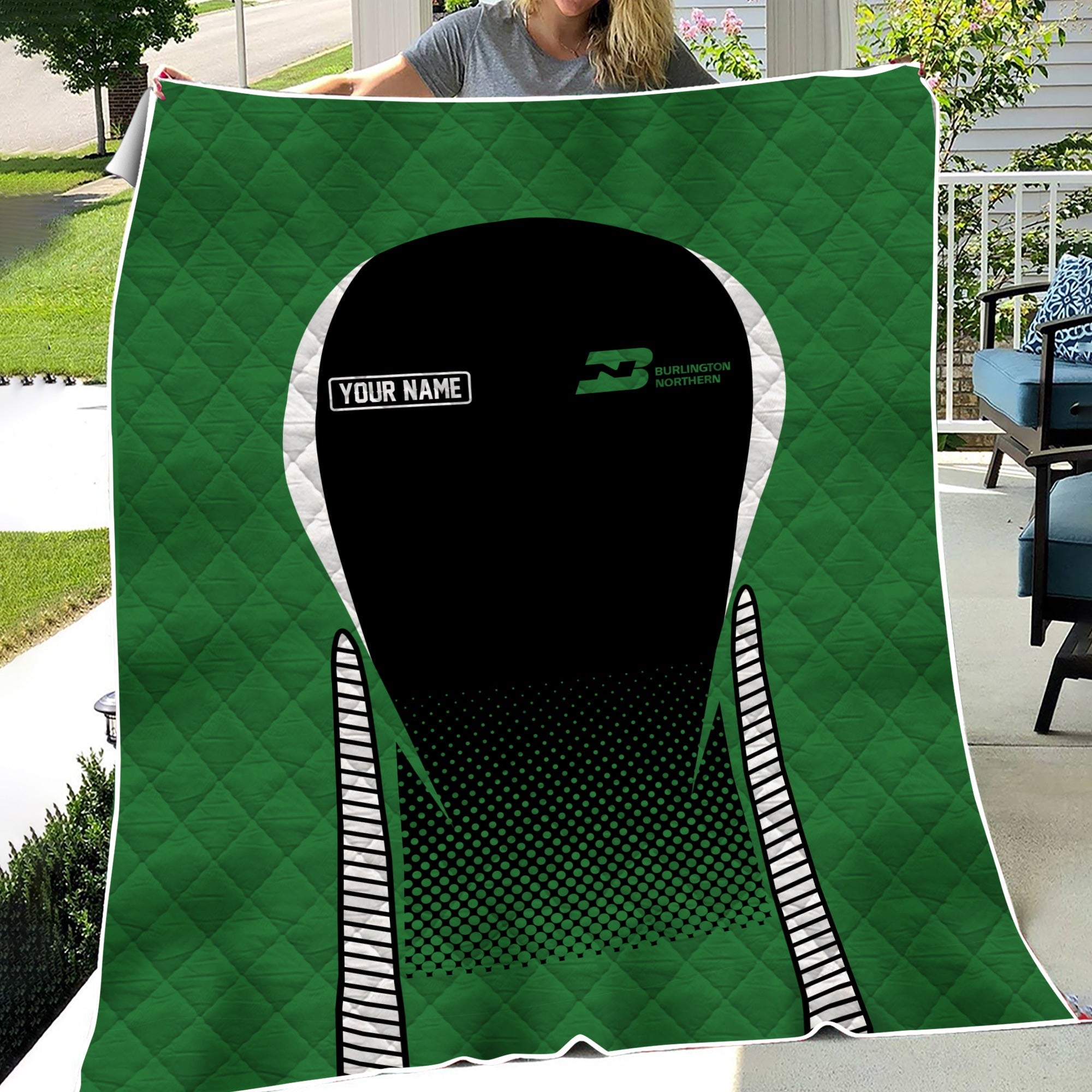 Railspirit Personalized Burlington Northern Railroad Premium Quilts Train Premium Quilts Gift Idea For Train Lover