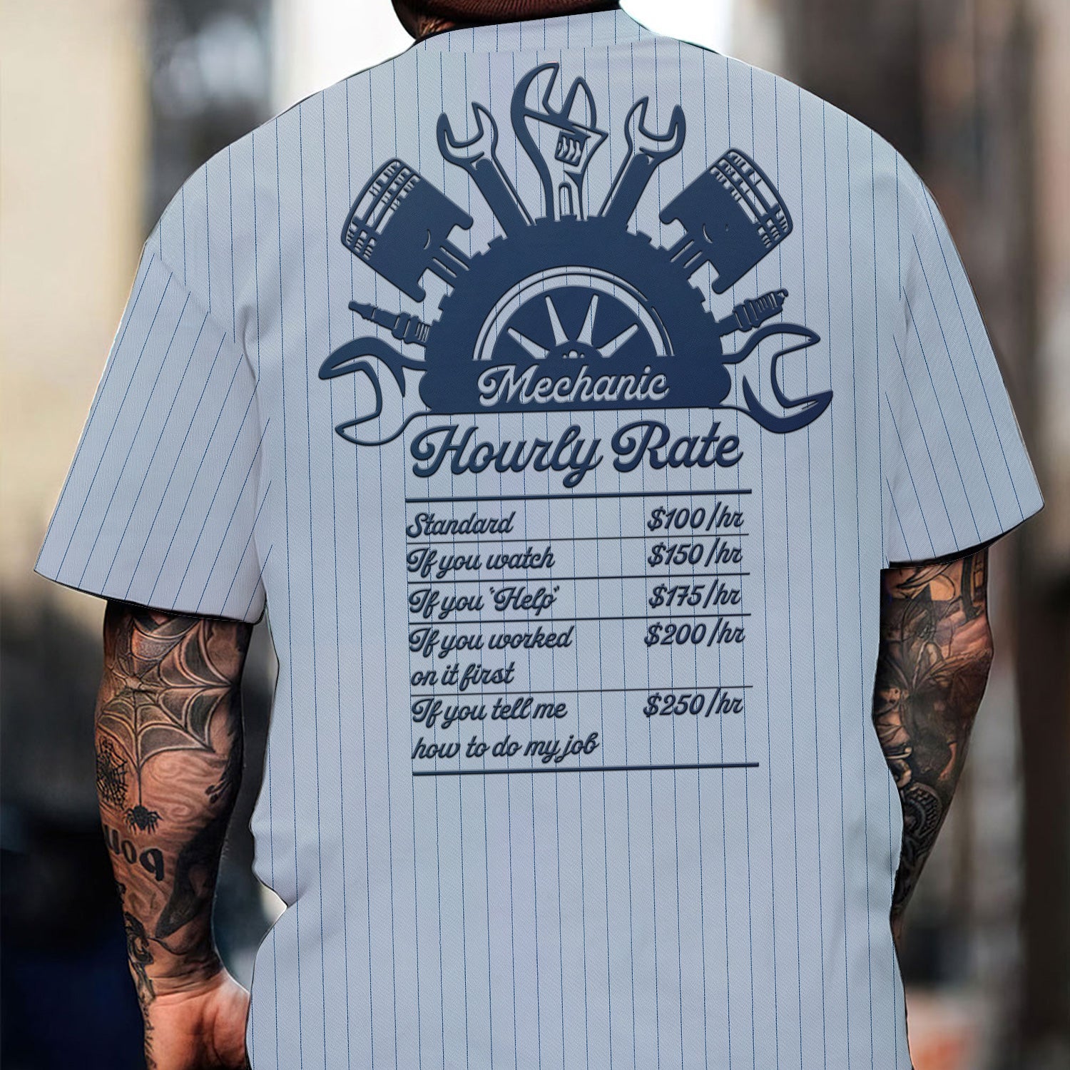 Funny Mechanic Hourly Rate Shirt for Men Auto Repair Garage Workwear Tee Cool Car Enthusiast Gift Wrench Quote T-Shirt for Mechanics