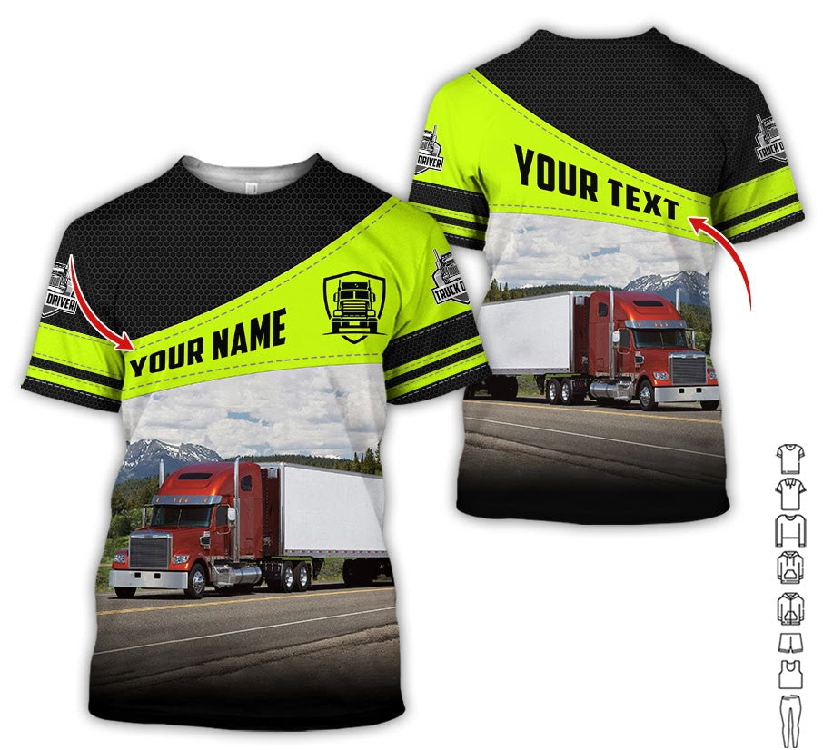 Customized Text Photo Semi Truck Shirt, Full Color, Personalized Truck Driver Gift