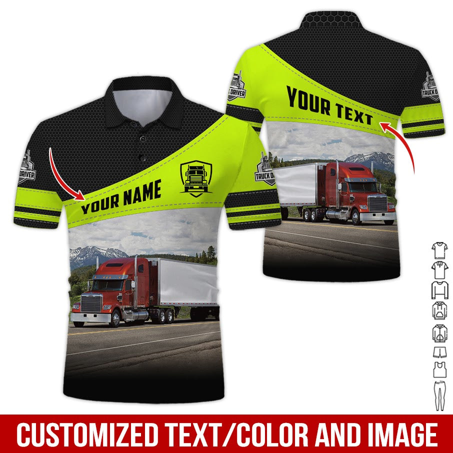 Customized Text Photo Semi Truck Shirt, Full Color, Personalized Truck Driver Gift