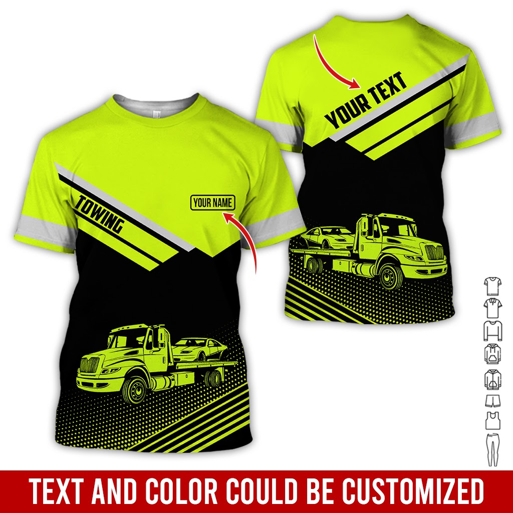 Custom Name Love Tow Truck Shirt, 3d Printed Style, Great Present For Tank Truck Lovers