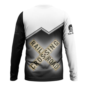 Railspirit Personalized New York Central Railroad Long Sleeve Shirt Railroad Crossing Printed Train Track Shirt