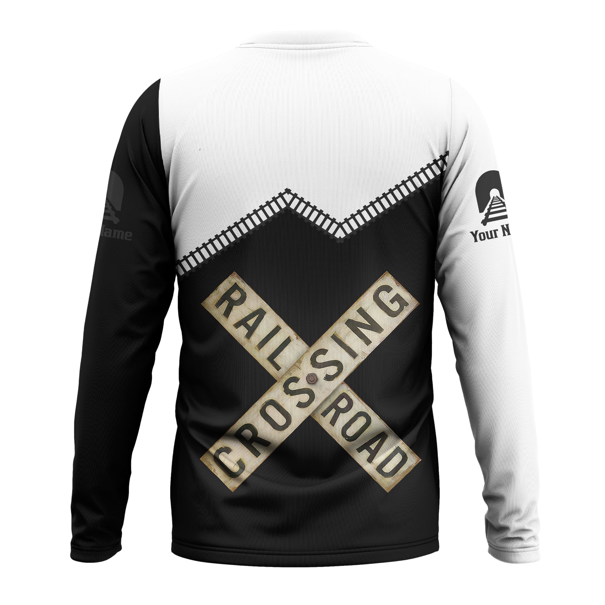 Railspirit Personalized Northern Pacific Railway Long Sleeve Shirt Railroad Crossing Printed Train Track Shirt