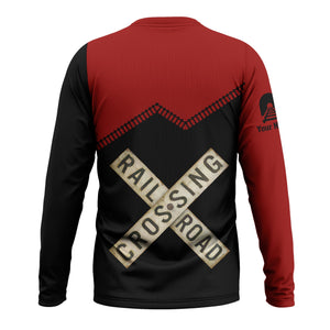 Railspirit Personalized Great Northern Railway Long Sleeve Shirt Railroad Crossing Printed Train Track Shirt