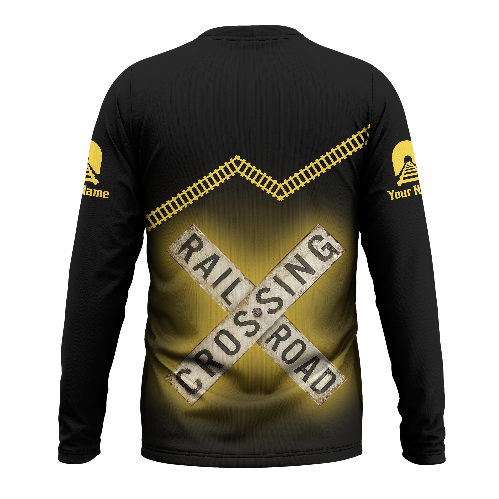 Railspirit Personalized Erie Railroad Long Sleeve Shirt Railroad Crossing Printed Train Track Shirt