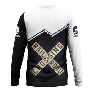 Railspirit Personalized Chessie System Railroad Long Sleeve Shirt Railroad Crossing Printed Train Track Shirt