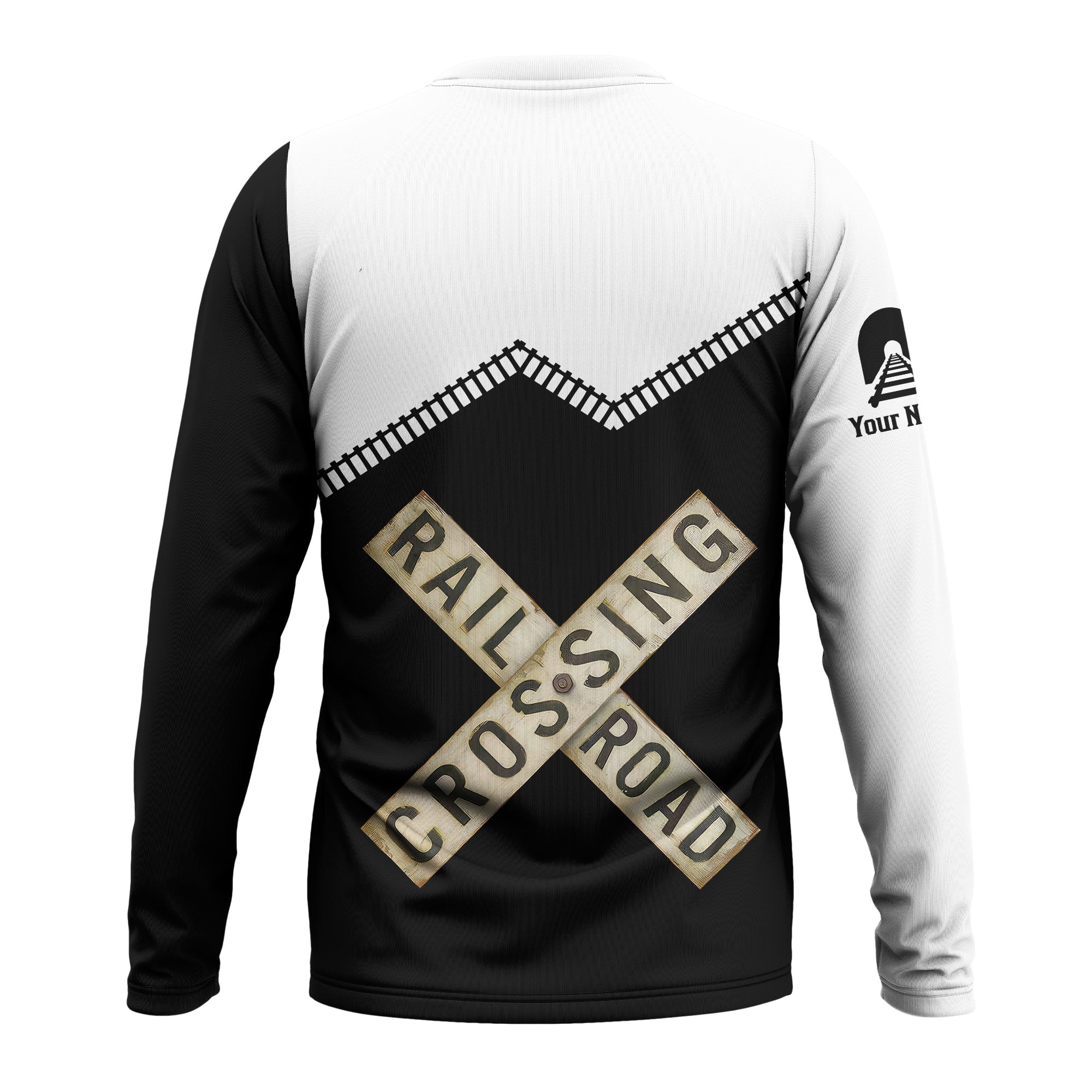 Railspirit Personalized Atlantic Coast Line Railroad Long Sleeve Shirt Railroad Crossing Printed Train Track Shirt