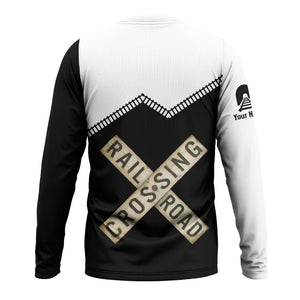 Railspirit Personalized Atlantic Coast Line Railroad Long Sleeve Shirt Railroad Crossing Printed Train Track Shirt