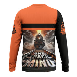 Railspirit Personalized Illinois Central Railroad Long Sleeve Shirt One Track Mind Train Printed Shirt