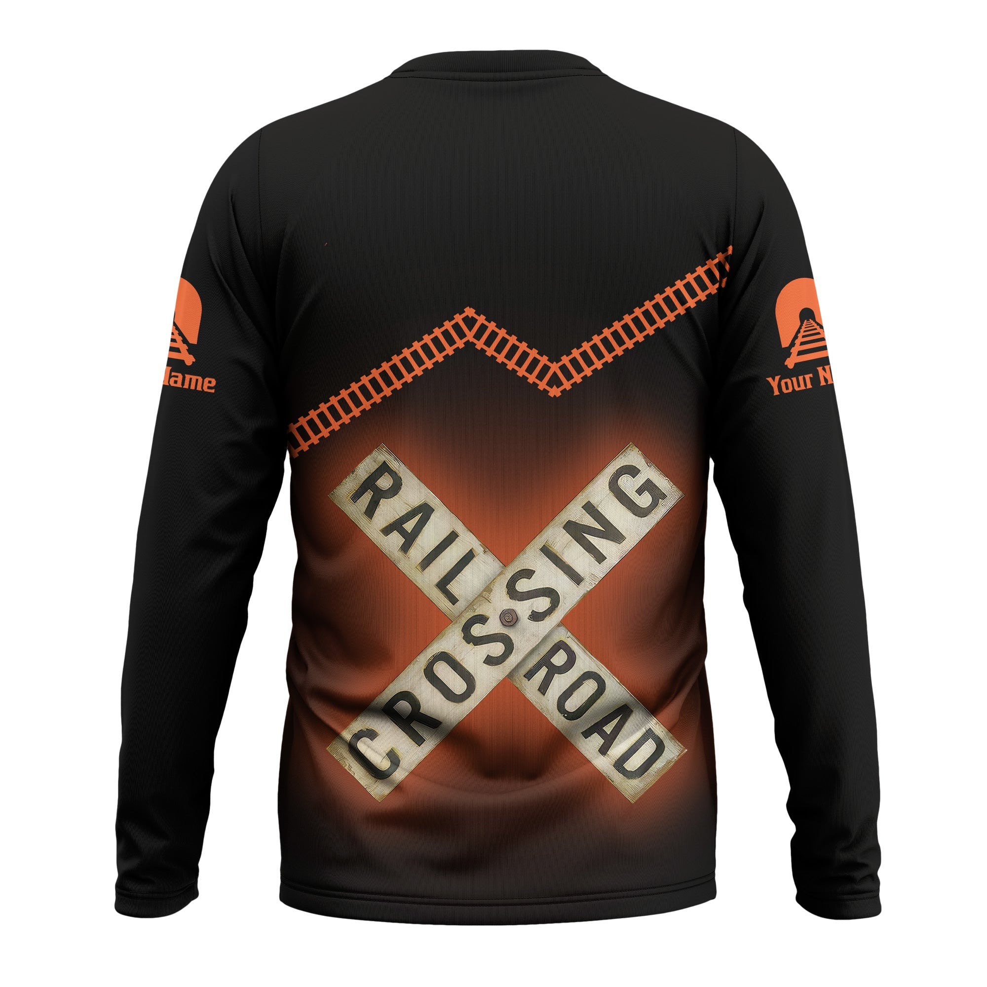 Railspirit Personalized Illinois Central Railroad Long Sleeve Shirt Railroad Crossing Printed Train Track Shirt