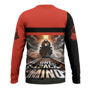 Railspirit Personalized Chicago and North Western Railway Long Sleeve Shirt One Track Mind Train Printed Shirt