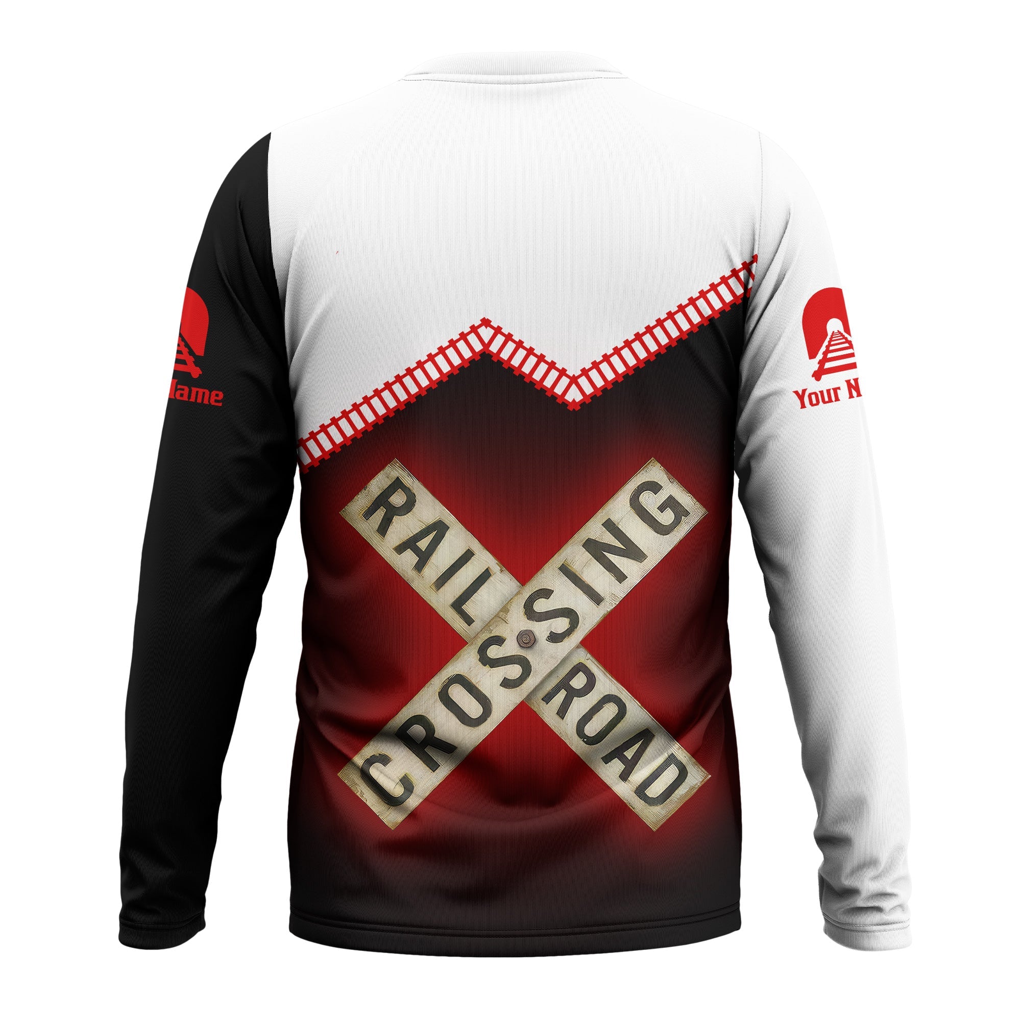 Railspirit Personalized Missouri Pacific Railroad Long Sleeve Shirt Railroad Crossing Printed Train Track Shirt