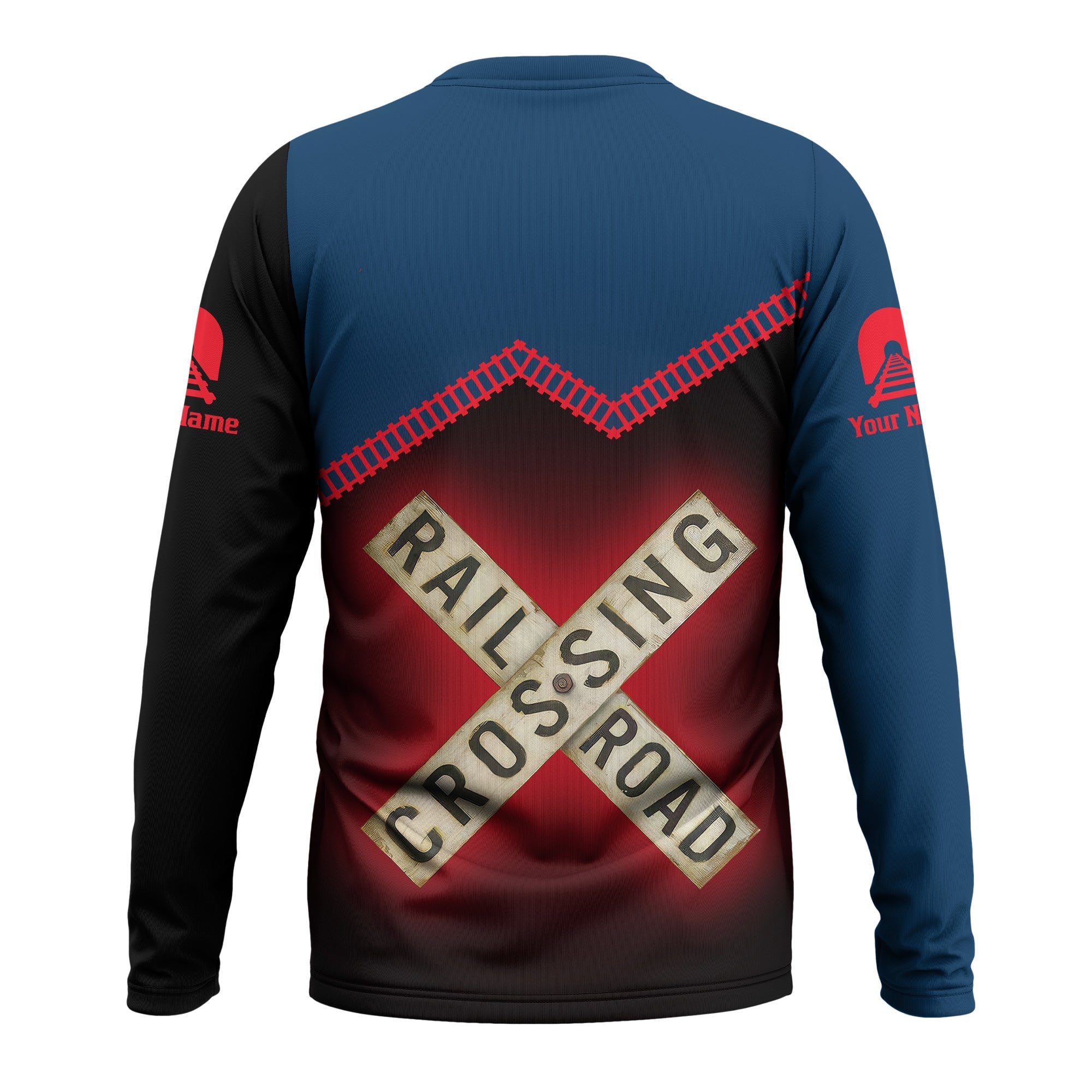 Railspirit Personalized Wabash Railroad Long Sleeve Shirt Railroad Crossing Printed Train Track Shirt
