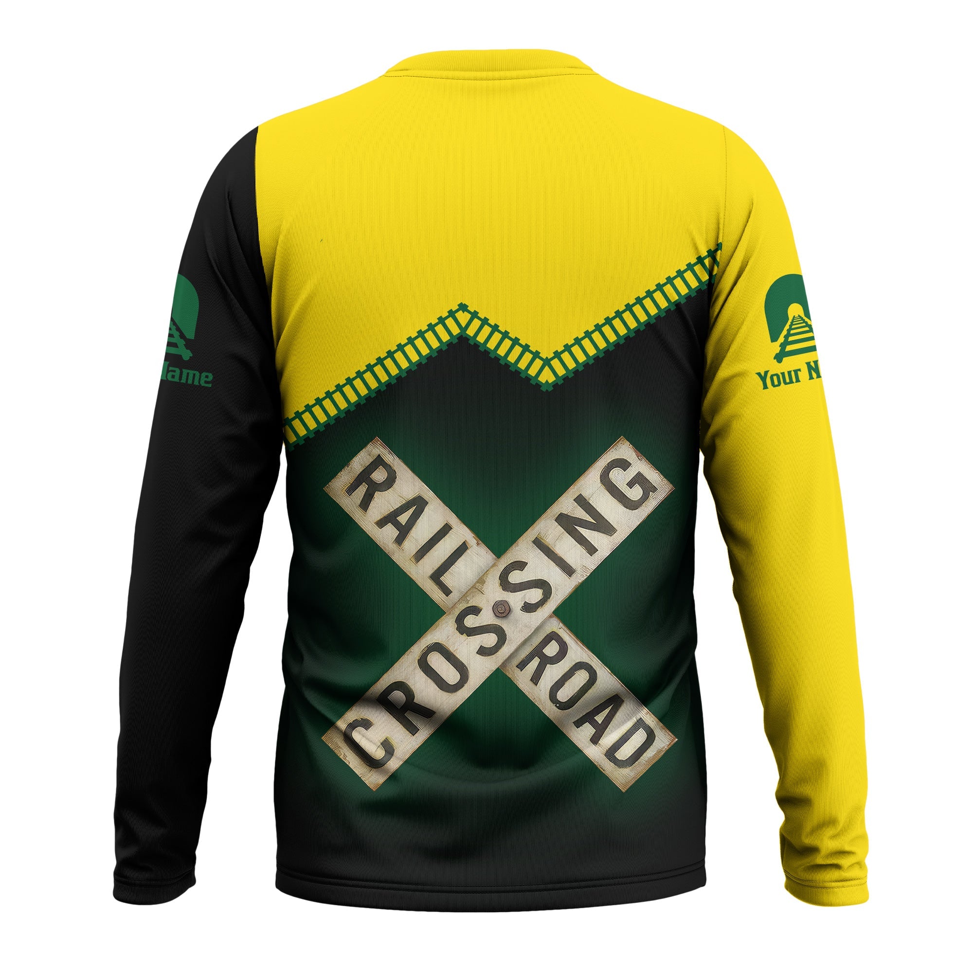 Railspirit Personalized Maine Central Railroad Long Sleeve Shirt Railroad Crossing Printed Train Track Shirt