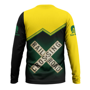 Railspirit Personalized Maine Central Railroad Long Sleeve Shirt Railroad Crossing Printed Train Track Shirt