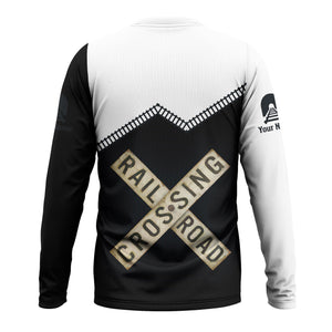 Railspirit Personalized Western Pacific Railroad Long Sleeve Shirt Railroad Crossing Printed Train Track Shirt