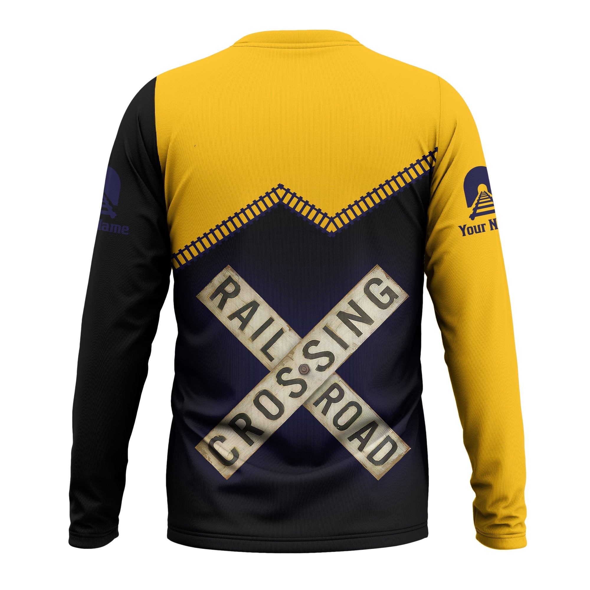 Railspirit Personalized Chesapeake and Ohio Railway Long Sleeve Shirt Railroad Crossing Printed Train Track Shirt