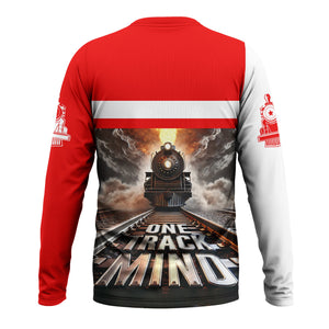 Railspirit Personalized Katy Railroad Long Sleeve Shirt One Track Mind Train Printed Shirt