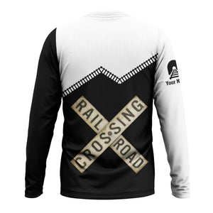 Railspirit Personalized Detroit Toledo And Ironton Railroad Long Sleeve Shirt Railroad Crossing Printed Train Track Shirt