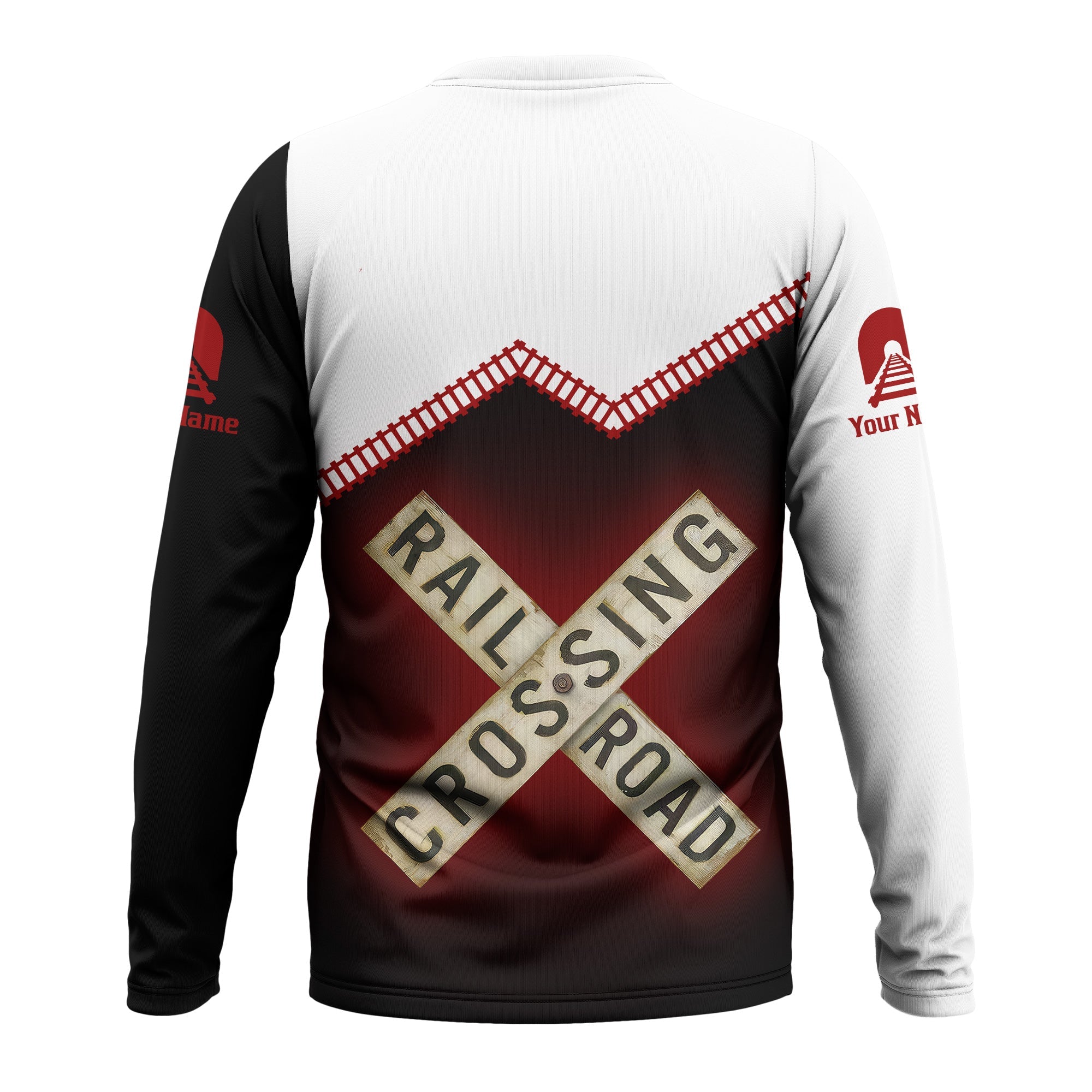 Railspirit Personalized Canadian Pacific Railroad Long Sleeve Shirt Railroad Crossing Printed Train Track Shirt