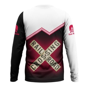 Railspirit Personalized Fleischmann And Western Railroad Long Sleeve Shirt Railroad Crossing Printed Train Track Shirt