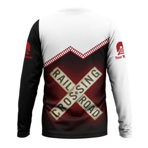 Railspirit Personalized Western Maryland Railway Long Sleeve Shirt Railroad Crossing Printed Train Track Shirt