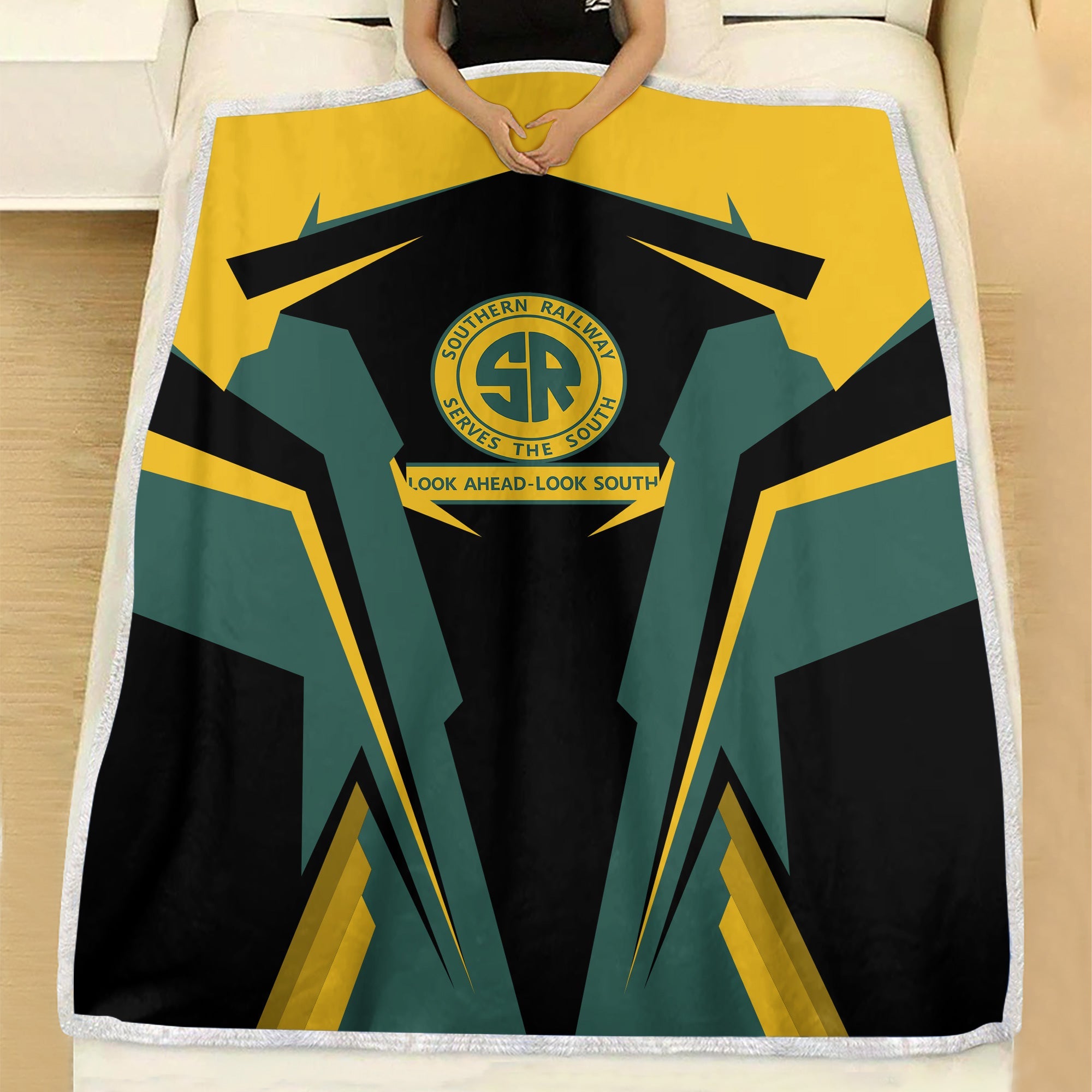 Railspirit Personalized Southern Railway U.S Blanket SOU Strong Line Train Blanket Gift Idea For Train Lover