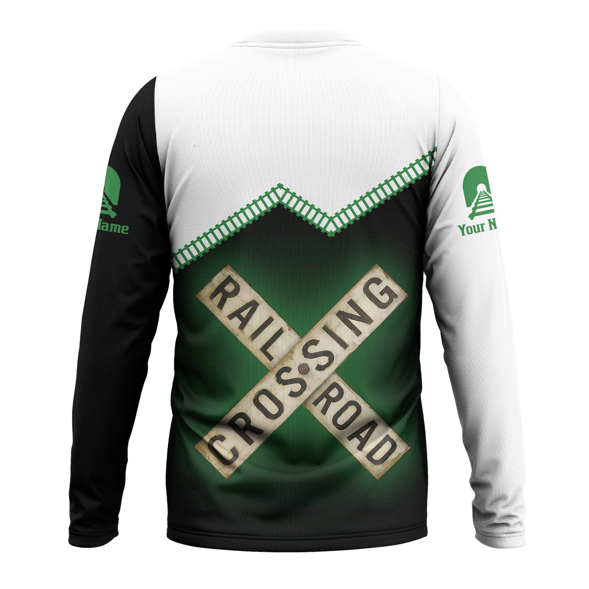 Railspirit Personalized Burlington Northern Railroad Long Sleeve Shirt Railroad Crossing Printed Train Track Shirt